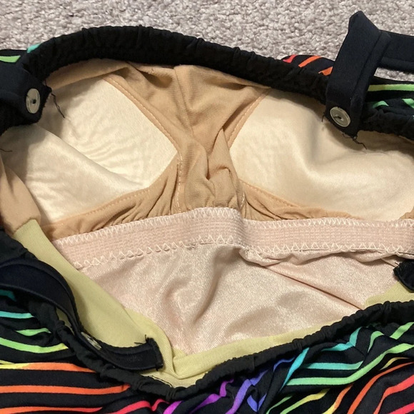 Vintage Ceeb gold label blouson one piece swimsuit rainbow stripe - Picture 14 of 16